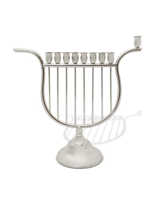 חנוכייה גדולה בצורת נבל ייחודית, מתנות לחנוכה, יודאיקה ישראלית